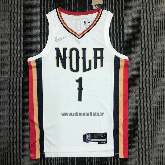 Maillot New Orleans Pelicans Zion Williamson NO 1 Ville 2021-22 Blanc